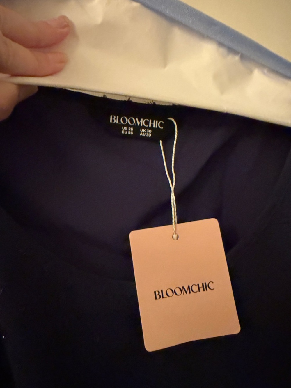BloomChic Navy Blue Sparkle Chiffon Wens Formal Dress - Picture 3 of 4